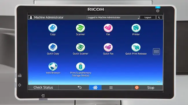 touch screen, user interface, UI, control panel, Ricoh, Levesque Business Solutions